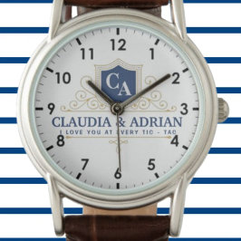 Reloj De Pulsera Bride And Groom Monogram Names Weeding gift