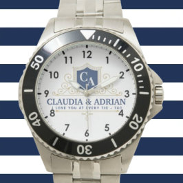 Reloj De Pulsera Bride And Groom Monogram Names Weeding gift