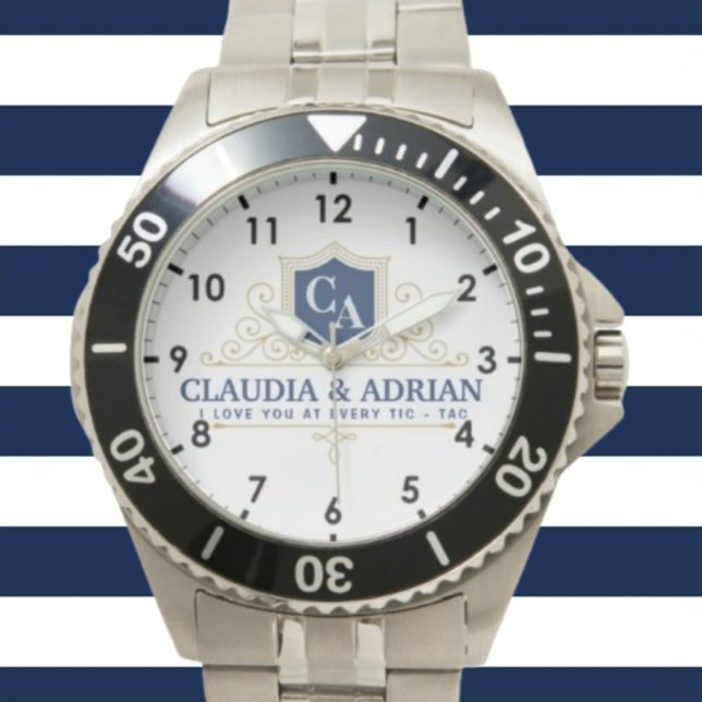 Reloj De Pulsera  Bride And Groom Monogram Names Weeding gift (Subido por el creador)