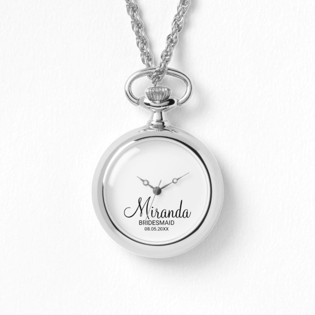 Reloj De Pulsera Bridesmaid personalizada de escritura moderna (Anverso)