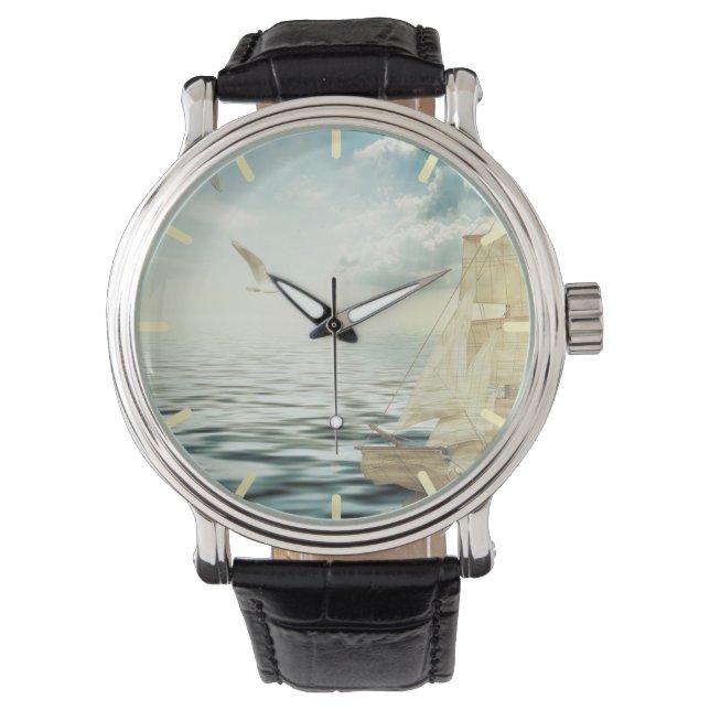 Reloj De Pulsera Brigantine Sailboat & Seagulls (Anverso)