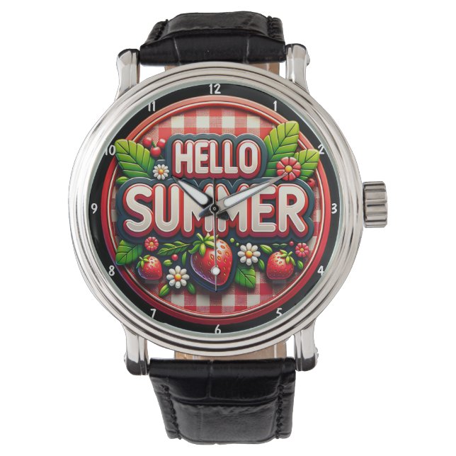Reloj De Pulsera Bright Summer Fresh Strawberries Festive Seasonal  (Anverso)