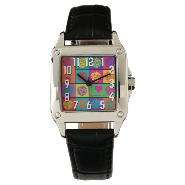Reloj De Pulsera Bright Yarn, Yarn, Yarn Block Patterk Watch (Anverso)