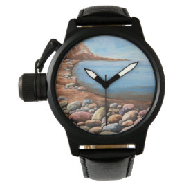 Reloj De Pulsera Brillante de relajación de la costa del mar de los