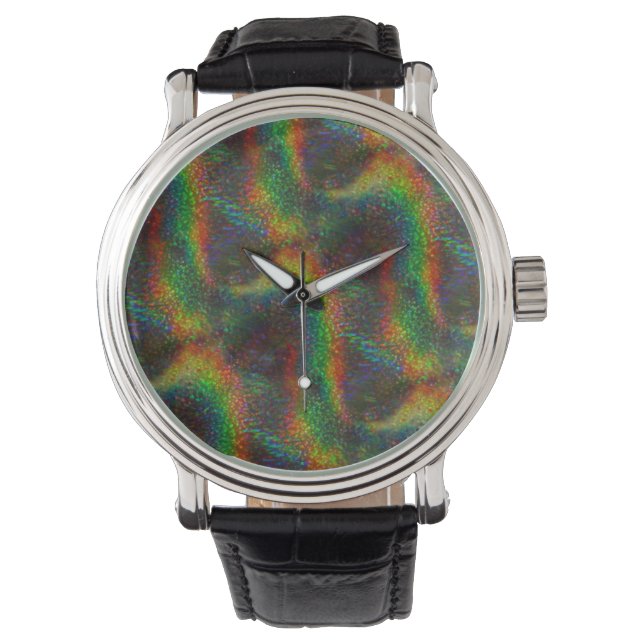 Reloj De Pulsera Brillante Holográfico Iris Luces Purpurina Ola (Anverso)