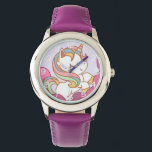 Reloj De Pulsera Brillante unicornio brillante y pelo arcoiris<br><div class="desc">Unicornio adorable con pelo de arcoiris.</div>