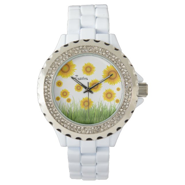 Reloj De Pulsera Brillante y elegante Sunflower Sweet Whimsical (Anverso)