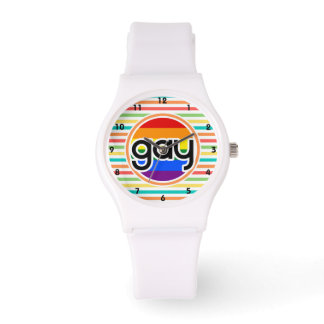 Reloj De Pulsera Brillantes franjas arcoiris, gays