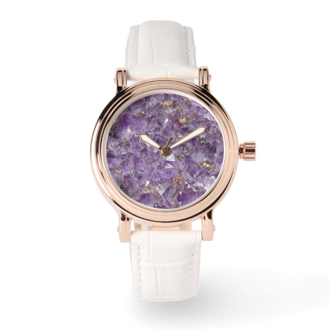 Reloj De Pulsera Brillo de Amatista Dorada (Anverso)