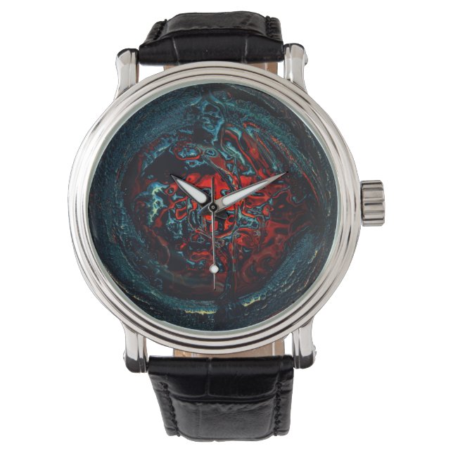 Reloj De Pulsera Brillo rojo del Océano Inferno (Anverso)