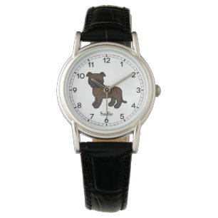 Reloj De Pulsera Brindle English Staffie Perro De Dibujos Animados 