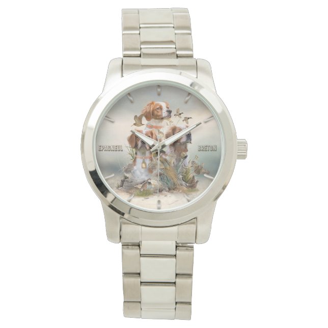 Reloj De Pulsera Brittany Spaniel, pasión por las aves (Anverso)