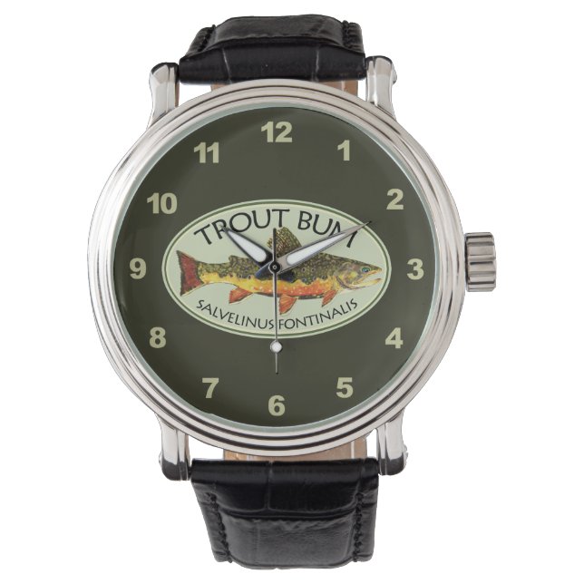 Reloj De Pulsera Brook Trout Bum Humorous Fly Fishing (Anverso)