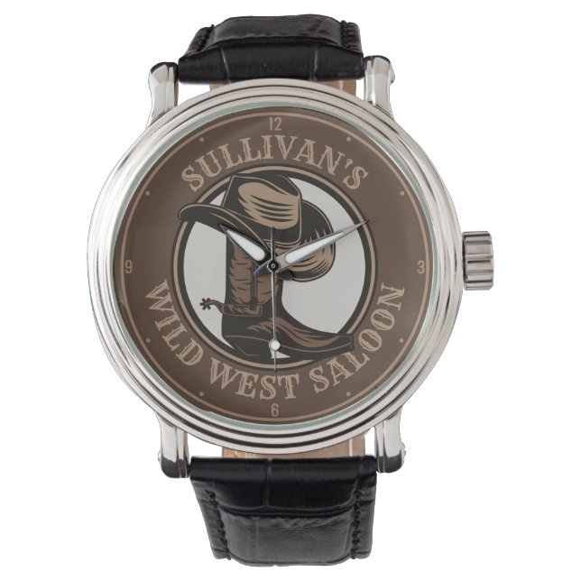 Reloj De Pulsera Brotes de Cowboy West Saloon personalizados (Anverso)