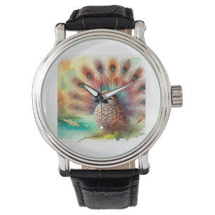 Reloj De Pulsera Brown Fan Bird 180724AREF108 - Watercolor