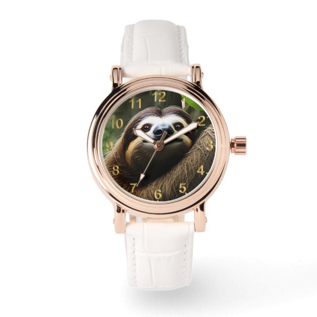 Reloj De Pulsera Brown Fuzzy Sloth, damas Watch (Anverso)