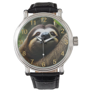 Reloj De Pulsera Brown Fuzzy Sloth, Mens Watch