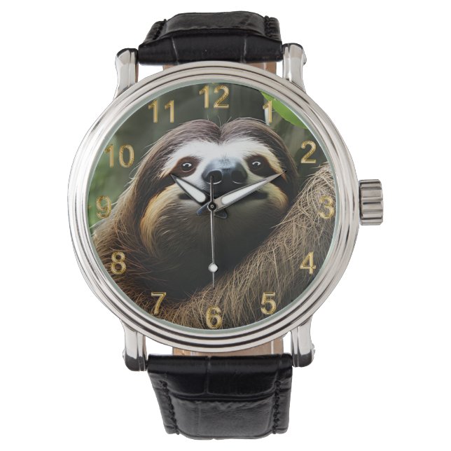 Reloj De Pulsera Brown Fuzzy Sloth, Mens Watch (Anverso)
