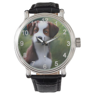 Reloj De Pulsera Bruce The Border Collie Puppy, Mira