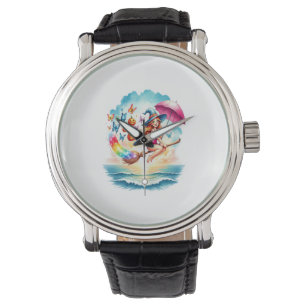 Reloj De Pulsera Bruja Sirena de Halloween en Escoba