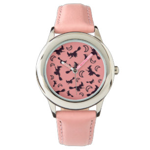 Reloj De Pulsera Bruja voladora entre media luna en la noche de Hal