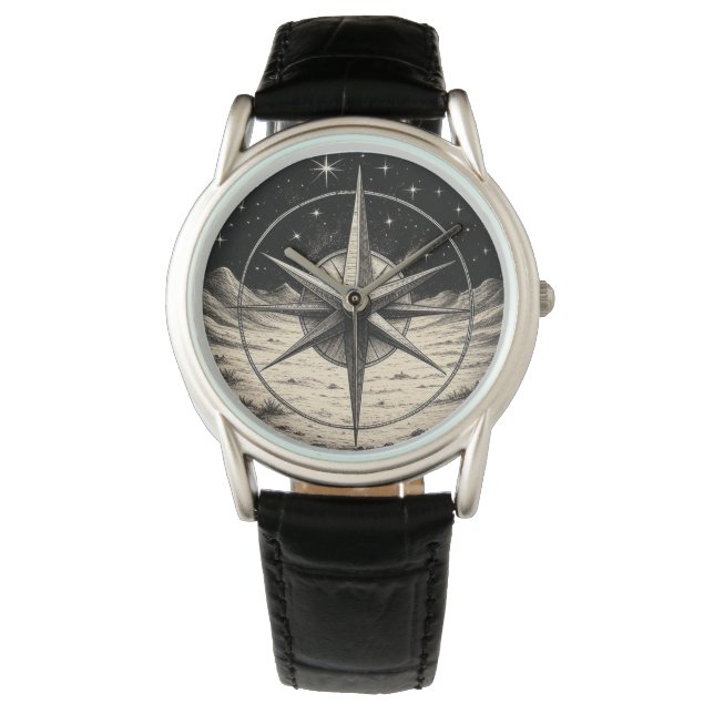 Reloj De Pulsera Brújula celestial del desierto silencioso (Anverso)