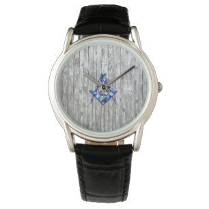Reloj De Pulsera Brújula cuadrada del techo de grano azul