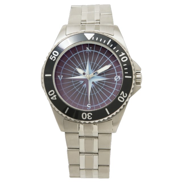 Reloj De Pulsera Brújula náutica azul gradiente (Anverso)