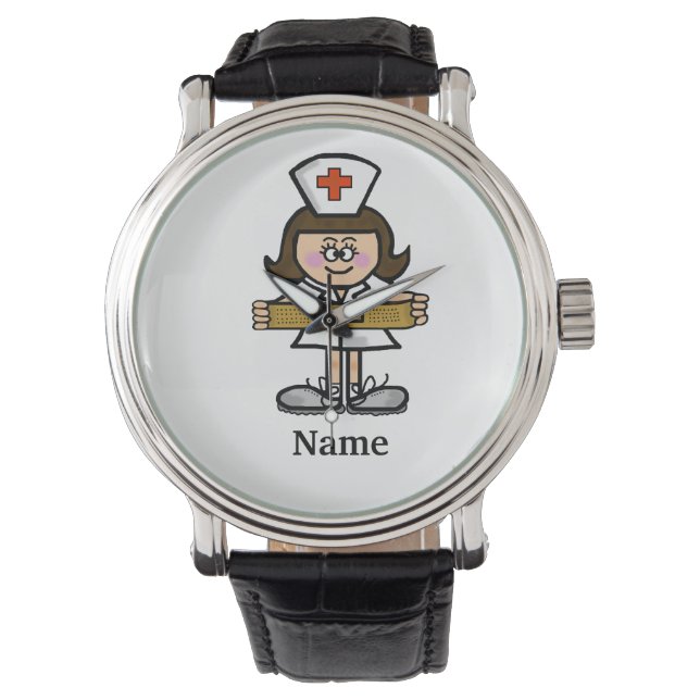 Reloj De Pulsera Brunette Femenina De Enfermería Vela Personalizar! (Anverso)