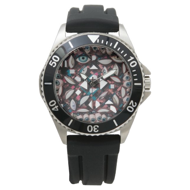 Reloj De Pulsera bstract Oye Geometric Art - Acero inoxidable negro (Anverso)