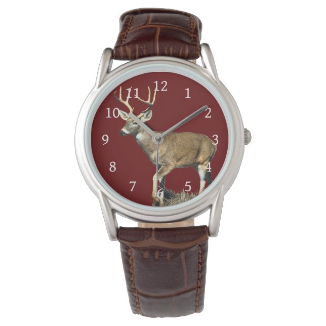 Reloj De Pulsera Buck de ciervo con cola blanca (Anverso)