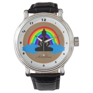 Reloj De Pulsera Buda arco iris y Yoga de la Mentalidad/Wat de medi