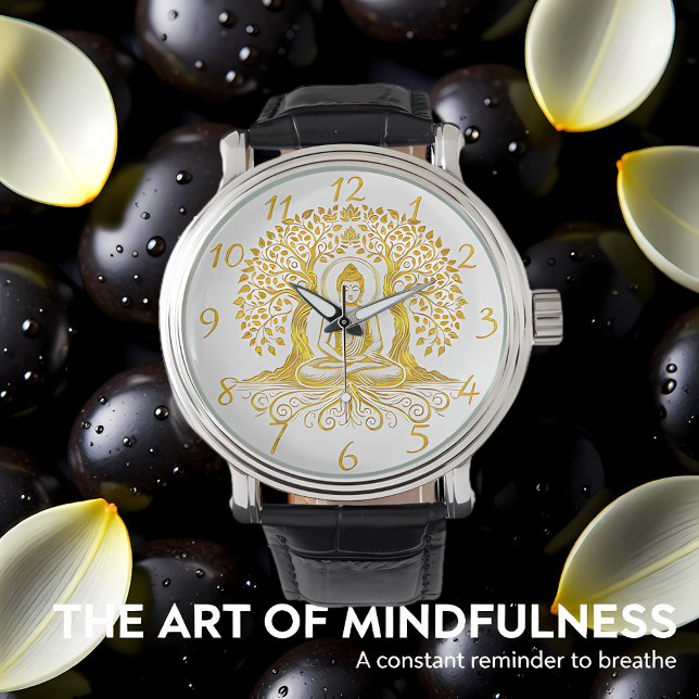 Reloj De Pulsera Buda de oro meditando entre árboles (Subido por el creador)