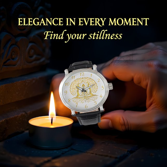 Reloj De Pulsera Buda de oro meditando entre árboles (Subido por el creador)