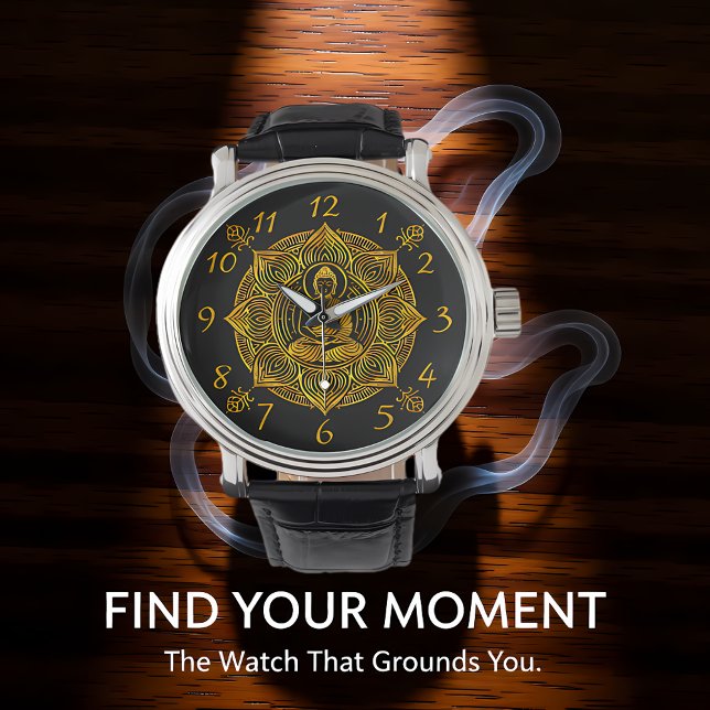 Reloj De Pulsera Buda de oro rodeado de intrincados patrones (Subido por el creador)