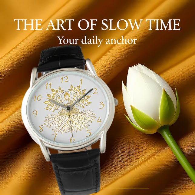 Reloj De Pulsera Buda de oro rodeado de naturaleza. (Subido por el creador)