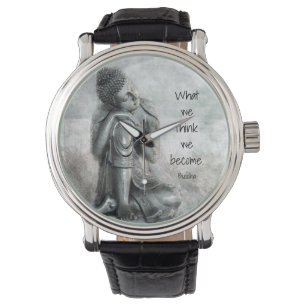 Reloj De Pulsera Buda de plata de reclinación pacífico con cita