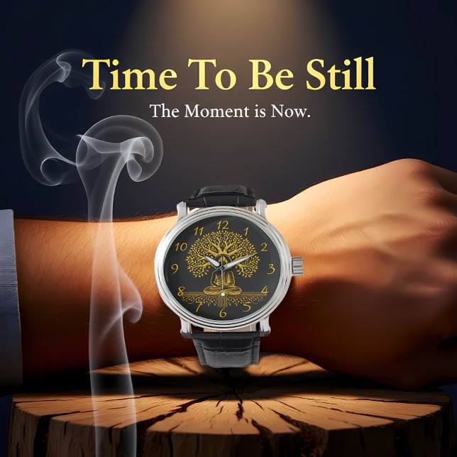 Reloj De Pulsera Buda dorado rodeado de hojas intrincadas (Subido por el creador)