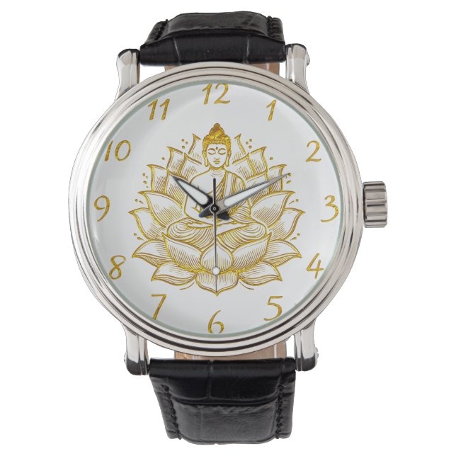 Reloj De Pulsera Buda en Lotus Flower. (Anverso)