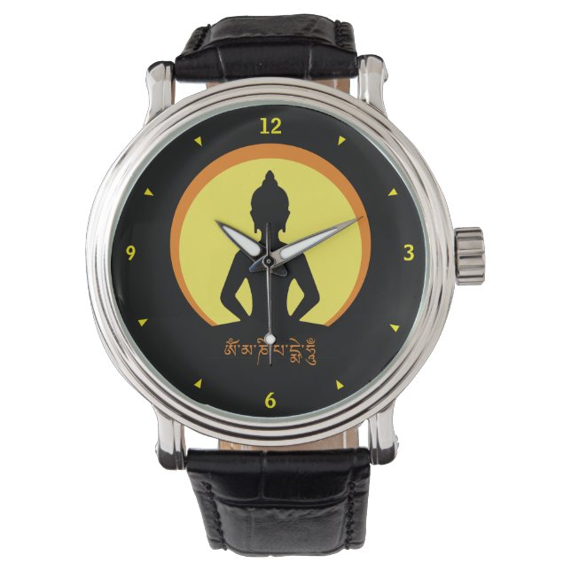 Reloj De Pulsera Buddha Shakyamuni y SunDisc/Luz de noche (Anverso)