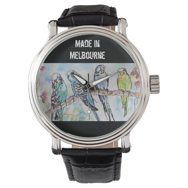 Reloj De Pulsera Budgie Budgerigar Bird Made In Melbourne Birds (Anverso)