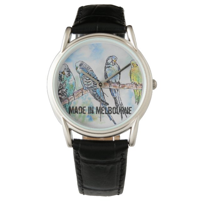 Reloj De Pulsera Budgie Budgerigar Bird Made In Melbourne Mens (Anverso)