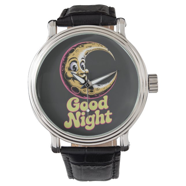 Reloj De Pulsera Buenas noches Retro Moon (Anverso)