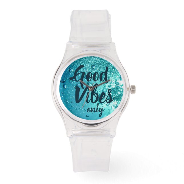 Reloj De Pulsera Buenas vibraciones y agua azul Guay (Anverso)