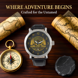 Reloj De Pulsera Búfalo caminando junto al río al atardecer