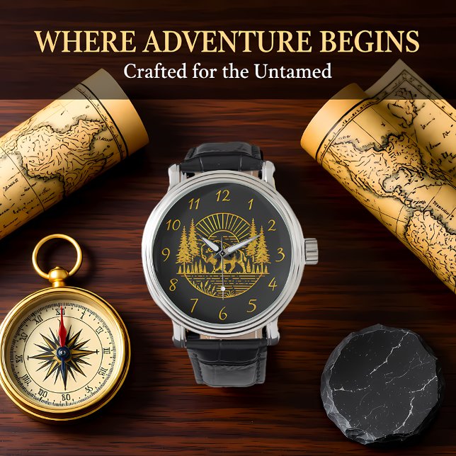 Reloj De Pulsera Búfalo caminando junto al río al atardecer (Subido por el creador)