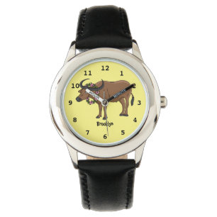 Reloj De Pulsera Búfalo de agua con flores ilustracion personalizad