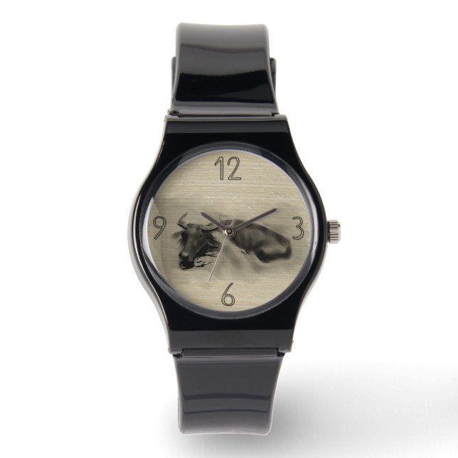 Reloj De Pulsera Búfalo de agua de pintura original año Zodiac W2 (Anverso)