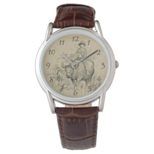 Reloj De Pulsera Búfalo de agua Niño Año Ox Chino Cumpleaños W1