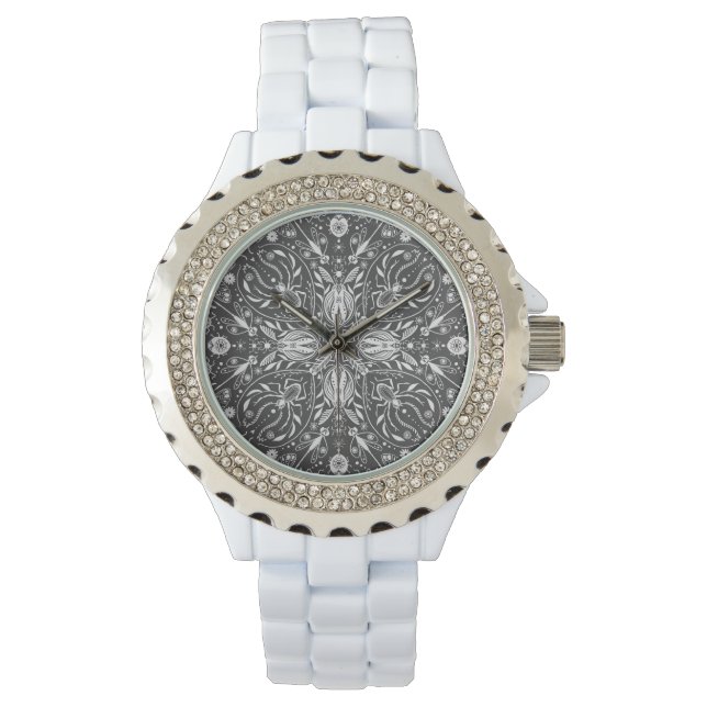 Reloj De Pulsera Bugs, blanco roto sobre negro (Anverso)
